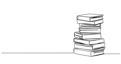 Single line drawing of large stack of books Illustrazione stock