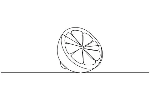 Single line drawing of a lemon slice Illustrazione stock