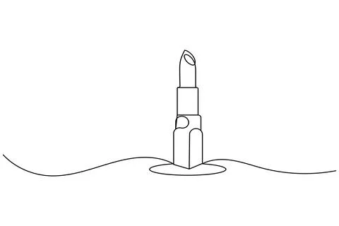 Single line drawing of lipstick on a surface Stock Illustration