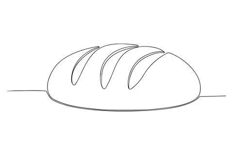Single line drawing of a loaf of bread food baking Stock Illustration