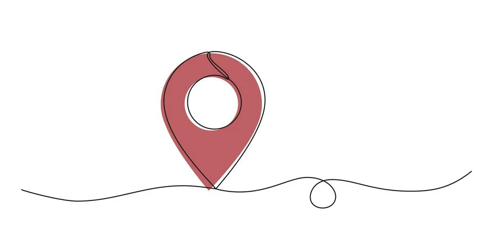 Single line drawing of location marker map pin symbol イラスト素材