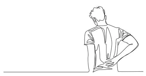 Single line drawing of man suffering from back pain Stock Illustration