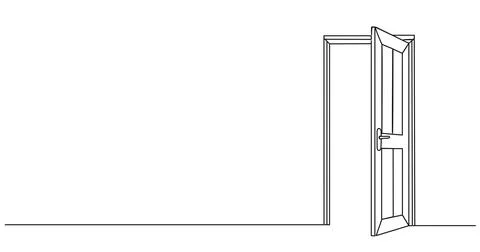 Single line drawing of open door イラスト素材