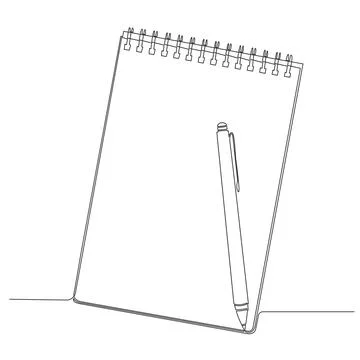 Single line drawing or notepad and pen 스톡 일러스트