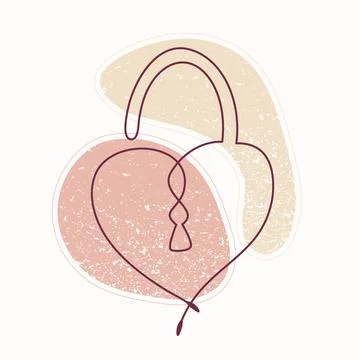 Single line drawing of padlock on textured spots Stock Illustration