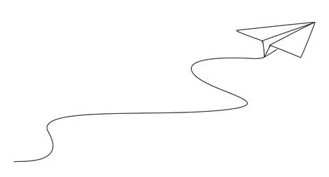 Single line drawing of paper plane flying Ilustración de archivo