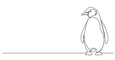 Single line drawing of penguin Stock-Illustration