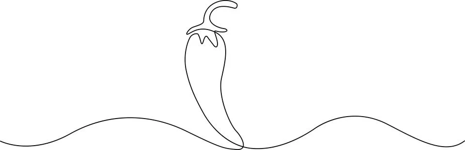 Single line drawing of a pepper Vector Illustrazione stock