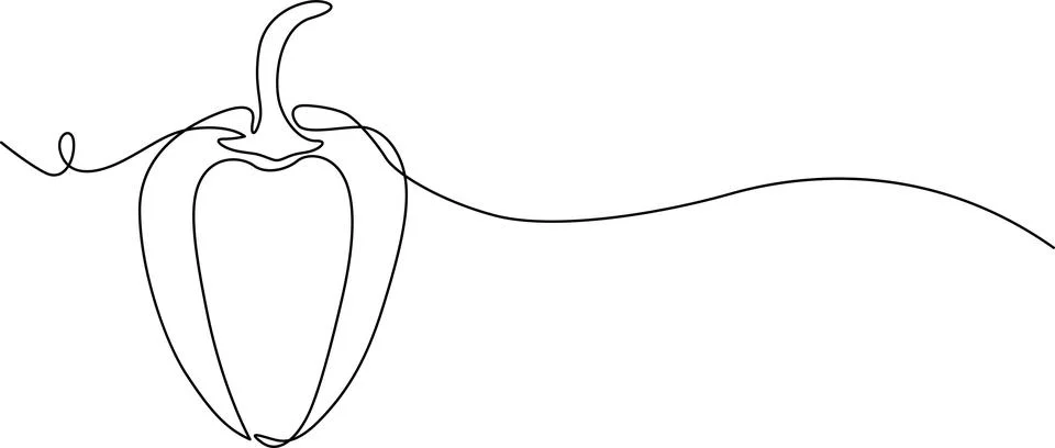 Single line drawing of a pepper Vector Stock Illustration