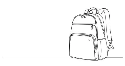 Single line drawing of a school bag Stock Illustration