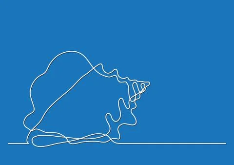 Single line drawing of sea shell Stock Illustration