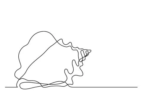Single line drawing of sea shell Illustrazione stock
