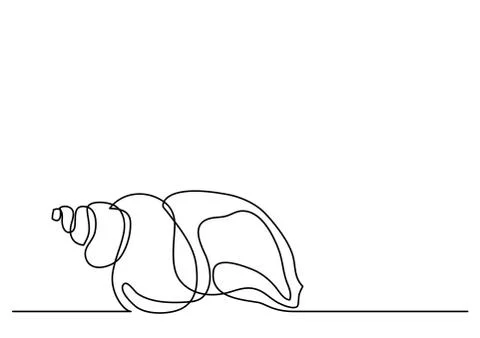 Single line drawing of sea shell Stock Illustration
