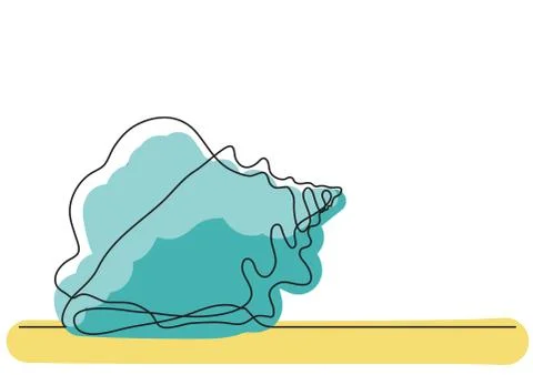 Single line drawing of sea shell Stock Illustration