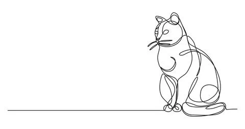 Single line drawing of sitting cat イラスト素材