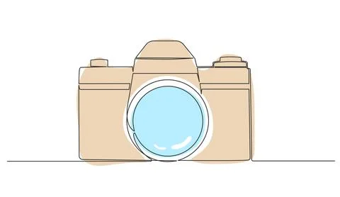 Single line drawing of SLR camera Illustrazione stock