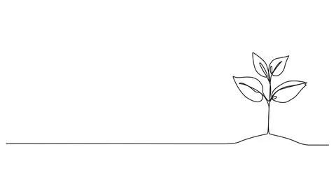 Single line drawing of small sprout growing out of soil イラスト素材