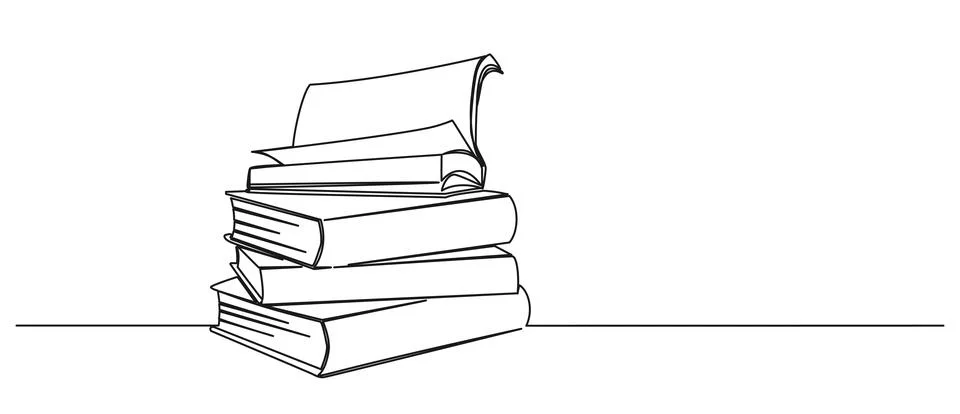 Single line drawing of stack of books イラスト素材