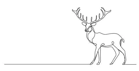 Single line drawing of stag Ilustración de archivo