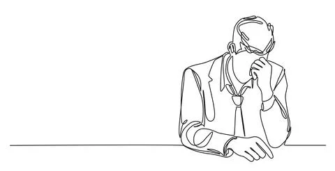 Single line drawing of stressed and overworked businessman イラスト素材