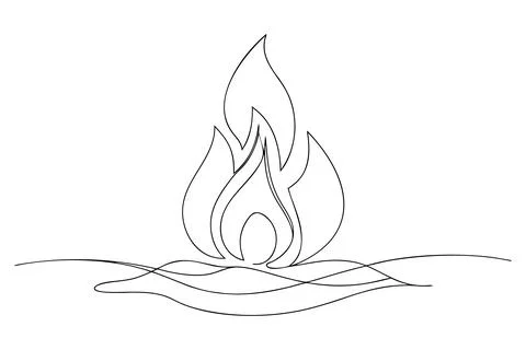 Single line drawing of a stylized flame fire heat Stock Illustration