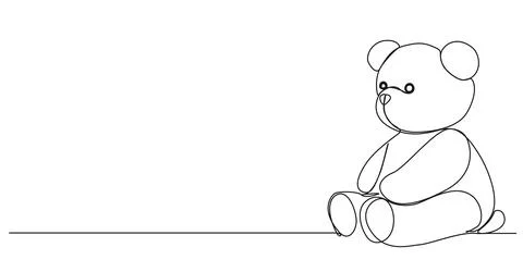Single line drawing of teddy bear イラスト素材