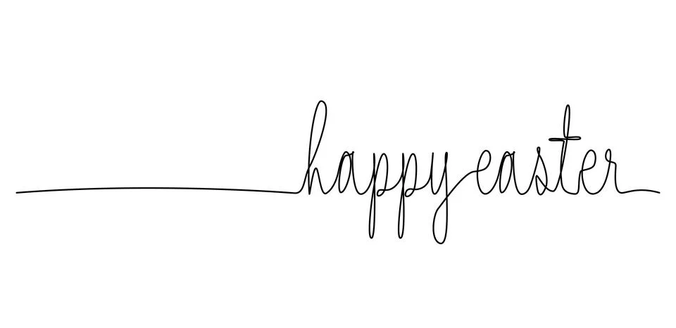Single line drawing of text HAPPY EASTER イラスト素材