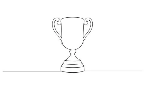 Single line drawing of trophy cup Stock Illustration
