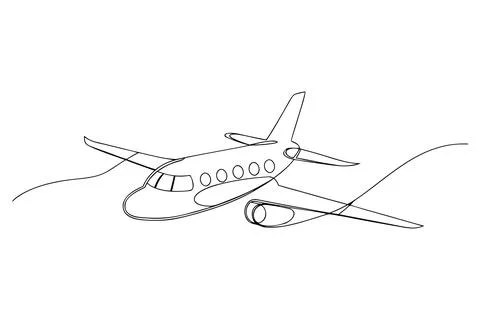 Single line drawing of a twin engine turboprop airplane Stock Illustration