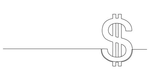 Single line drawing of US dollar currency symbol Stock Illustration