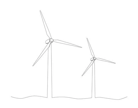 Single line drawing of wind turbines イラスト素材