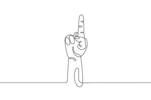 Single line drawn hand gesture,  minimalistic human hand with one raised up Stock Illustration