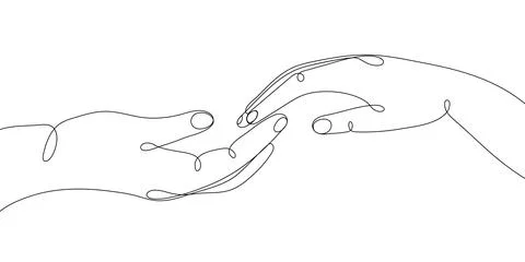 Single line drawn hand gestures,  minimalistic human hands showing love Stock Illustration