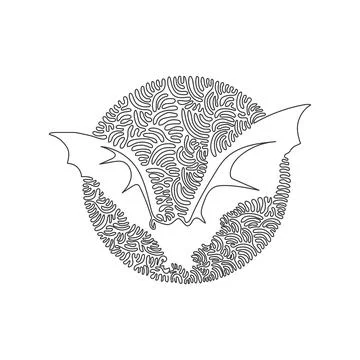 Single line editable vector illustration of wide bat wings Illustrazione stock