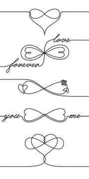 Single line endless love Stock Illustration