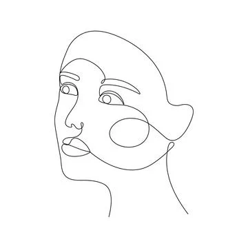 Single line hand drawn young woman portrait female beauty, minimalistic Illustration