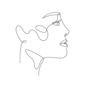 Single line hand drawn young woman portrait female beauty, minimalistic  Illustration