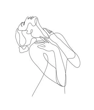 Single line hand drawn young woman figure, body, female beauty, minimalistic  Illustration