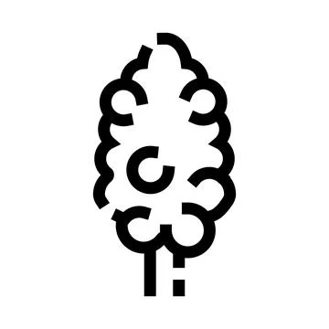Single line icon drawing spruce pine tree Stock Illustration