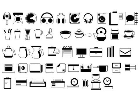 Single line icon set Stock-Illustration