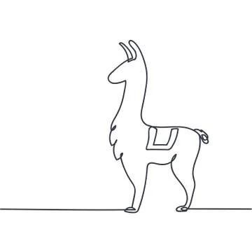 Single line llama Stock Illustration