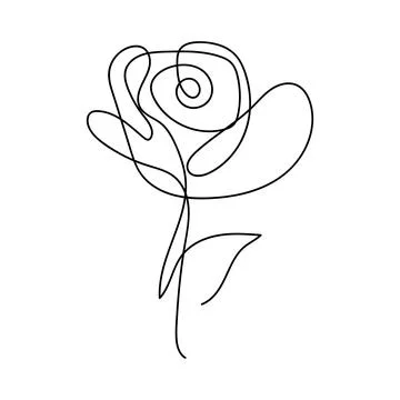 Single line rose drawing minimalistic flower illustration Stock Illustration