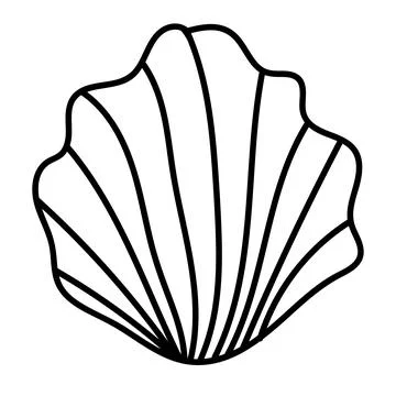 Single-line seashell drawing in high-quality vector format. Illustrazione stock