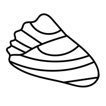 Single-line seashell drawing in high-quality vector format. Stock Illustration