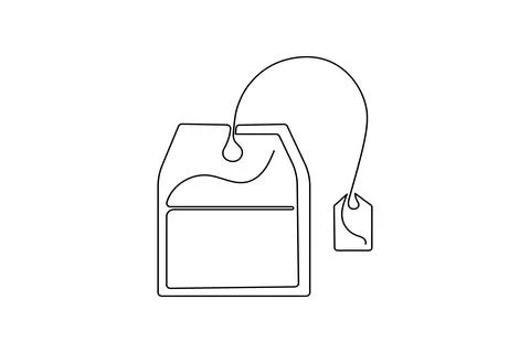 Single line tea bag icon isolated on white background Stock Illustration