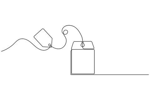 Single line tea bag tag illustration isolated on white background Illustrazione stock