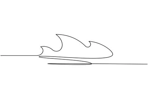 Single line wave drawing isolated on white background Stock Illustration