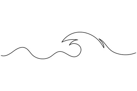 Single line wave ocean design isolated on white background Stock Illustration