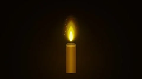 Single Lit Candle Flame Burning Brightly in Darkness, Warm Glow, Sparks Flyin Stock Footage 346661085