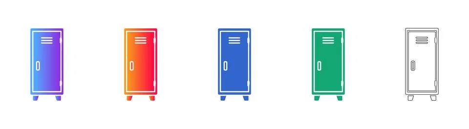 Single Locker Storage Vector Icon Set Stock Illustration